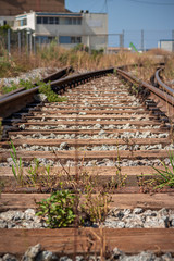 Fototapeta na wymiar Train railroad in Barreiro, transportation, Lisbon, Portugal