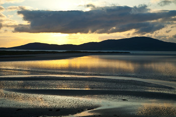 Bancos de arena de Luskentyre en fiordo de Taransay. Luskentyre Banks in Sound of Taransay. South...