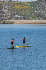 Fototapeta na wymiar Stand up paddle on a lake