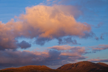 Atardecer en isla North Harris. Dusk in North Harris Island. Outer Hebrides. Scotland, UK