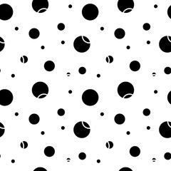 Polka dots, Circles and circles. Vector Seamless background for textile, wrapping, Wallpaper. Black on white background