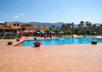 Swimming pool at luxury hotel in Malia on Crete, Greece