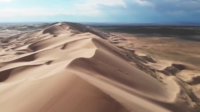 Aerial view of the Khongor Sand Dunes, Gobi Desert, Mongolia