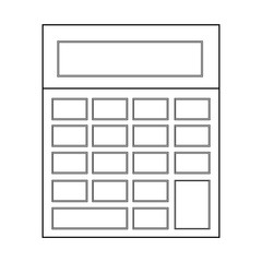 Outline calculator against white background. Portable calculator in flat design.
