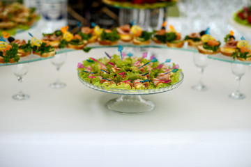 small sandwiches on the buffet table
