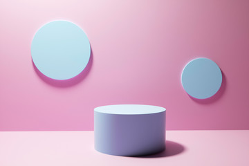 Circular display plinth on pink studio background
