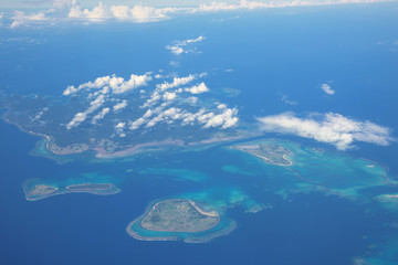 Fototapeta na wymiar Aerial landscape of blue sea and islands