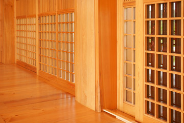 Traditional wood of japan style,texture of Japanese wood Shoji,Interior decoration Japanese style wooden house