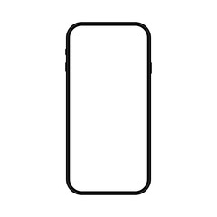 Black smartphone with free empty white screen. Blank smartphone screen, isolated on white, vector.