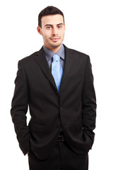 Young manager portrait isolated on white