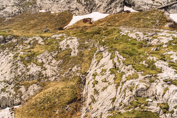 Scenic landscape with track on rocky mountain