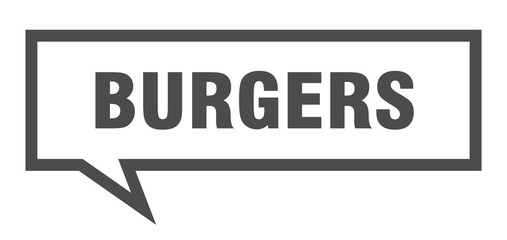 burgers sign. burgers square speech bubble. burgers