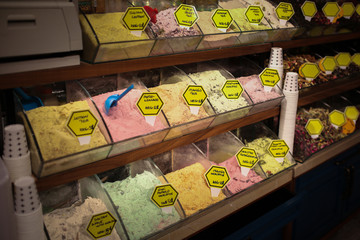 Turkish oriental sweets, tea and spices. Bazaar
