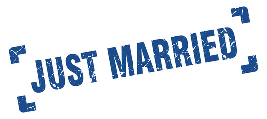 just married stamp. just married square grunge sign. just married