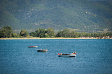 Fishing boats in the port of Stavros. Greece