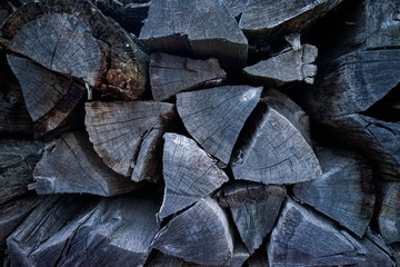 Holzpolter, gestapelt, Holz, Wald, Harz, Natur, Hintergrundbild, Dunkel, Schwarz