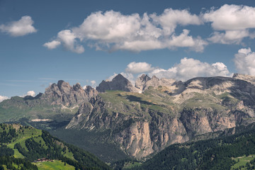 Fototapeta na wymiar Idyllic landscape with green mountain under sky