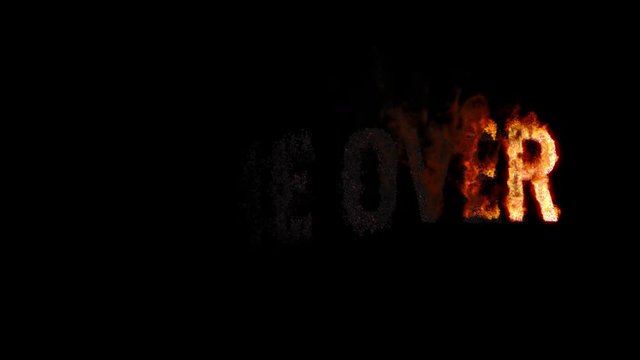 Burning text GAME OVER. Animated fire and smoke. Included alpha channel