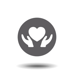 Heart Care Icon with Hands. Flat Design Isolated.