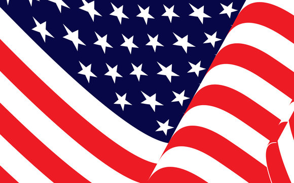 American flag wallpaper, USA or American flag, vector.  United states of America, America or USA waving flag.