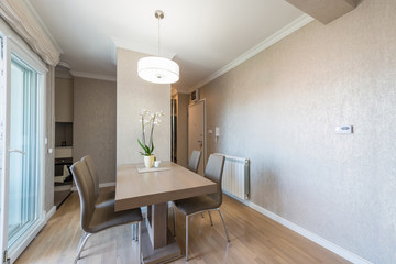 Interior of a modern beige dining room