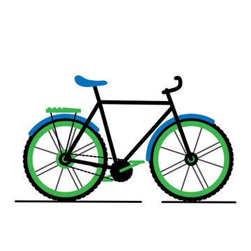 Vector modern flat cartoon bicycle isolated on white background