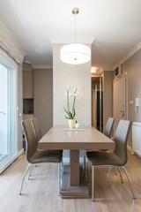 Interior of a modern beige dining room