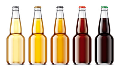 Glass beer bottles mockup. 