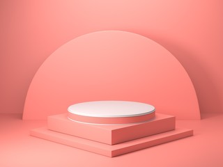 3d Render image of abstract pink color geometric shape background, modern minimalist mockup for podium display or showcase