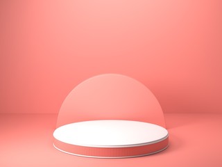 3d Render image of abstract pink color geometric shape background, modern minimalist mockup for podium display or showcase