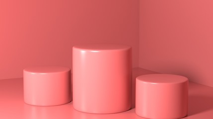 3d Render image of abstract pink color geometric shape background, modern minimalist mockup for podium display or showcase