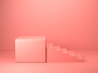 3d Render image of abstract pink color geometric shape background, modern minimalist mockup for podium display or showcase