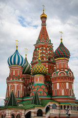 Fototapeta na wymiar Saint Basil's Cathedral close up view on Red Square in Moscow, Russia