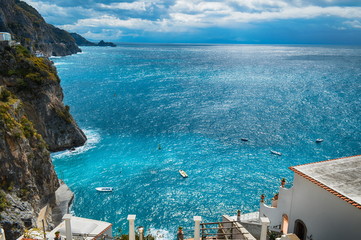Fototapeta premium Travel in Italy. Amalfi coast with the sea