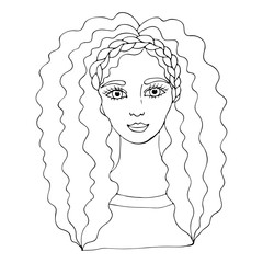 Portrait of a beautiful girl for coloring