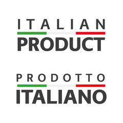 Set of two Italian vector symbols, English and Italian icon Italian product with Italian tricolor isolated on a white background