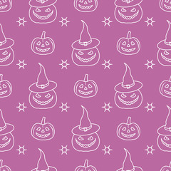 Halloween 2019 vector seamless pattern. Pumpkins.