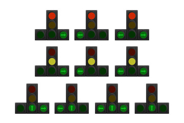 Set of traffic lights.