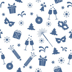 Seamless pattern with new year symbols.