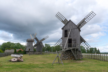 Fototapeta na wymiar Angla windmills. Saaremaa island. Latvia