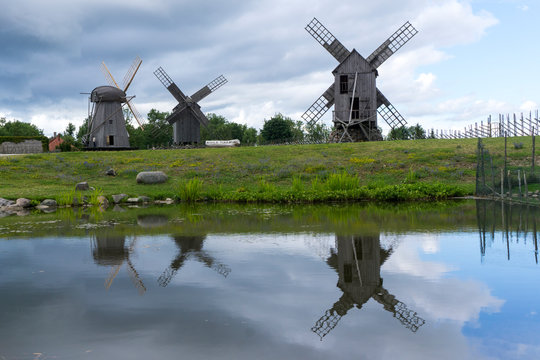 Angla windmills. Saaremaa island. Latvia