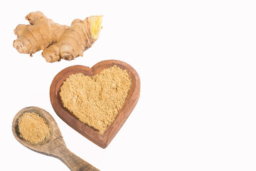 Zingiber officinale - Ginger root with healing properties. Text space