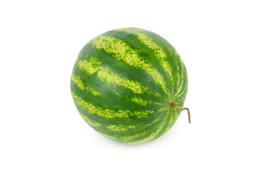 Round watermelon isolated on white background.