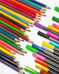 Color pencils isolated on white background.Close up