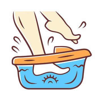 recommend clip art: Foot spa bath massager color icon. Relaxing massage. Beauty device for home use. Pedicure electric instrument. Beauty parlour chiropody procedure. Isolated vector illustration