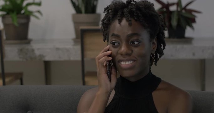 African American Woman Talking on Phone