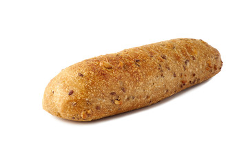 Freshly baked bread bun on white background