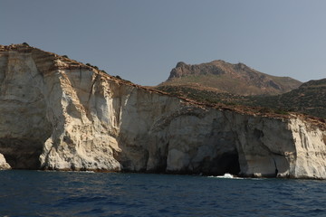 Fototapeta na wymiar caves on Milos coastline