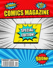 Colorful explosive comics magazine