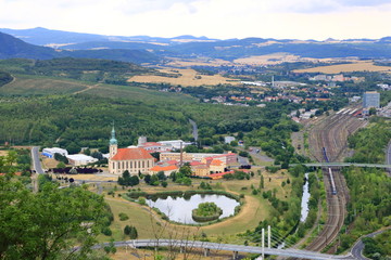 Aerial View of The Church of the Assumption of Virgin Mary in Most, Czech Republic © Dynamoland